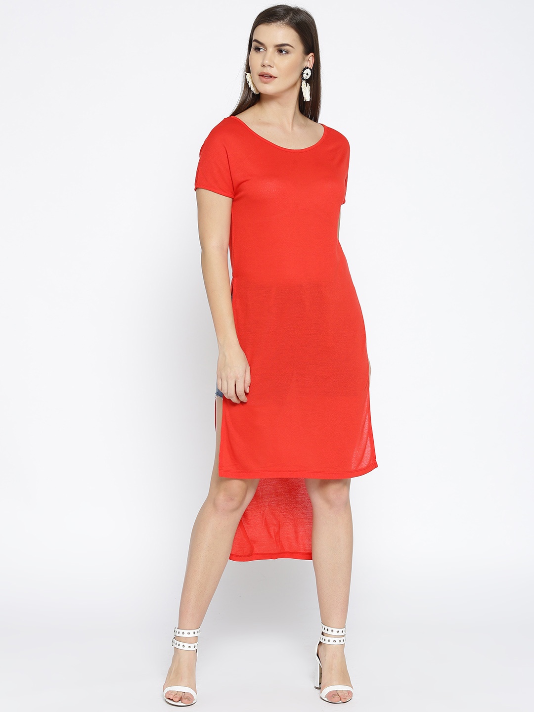 

Vero Moda Red Semi-Sheer High-Low Top