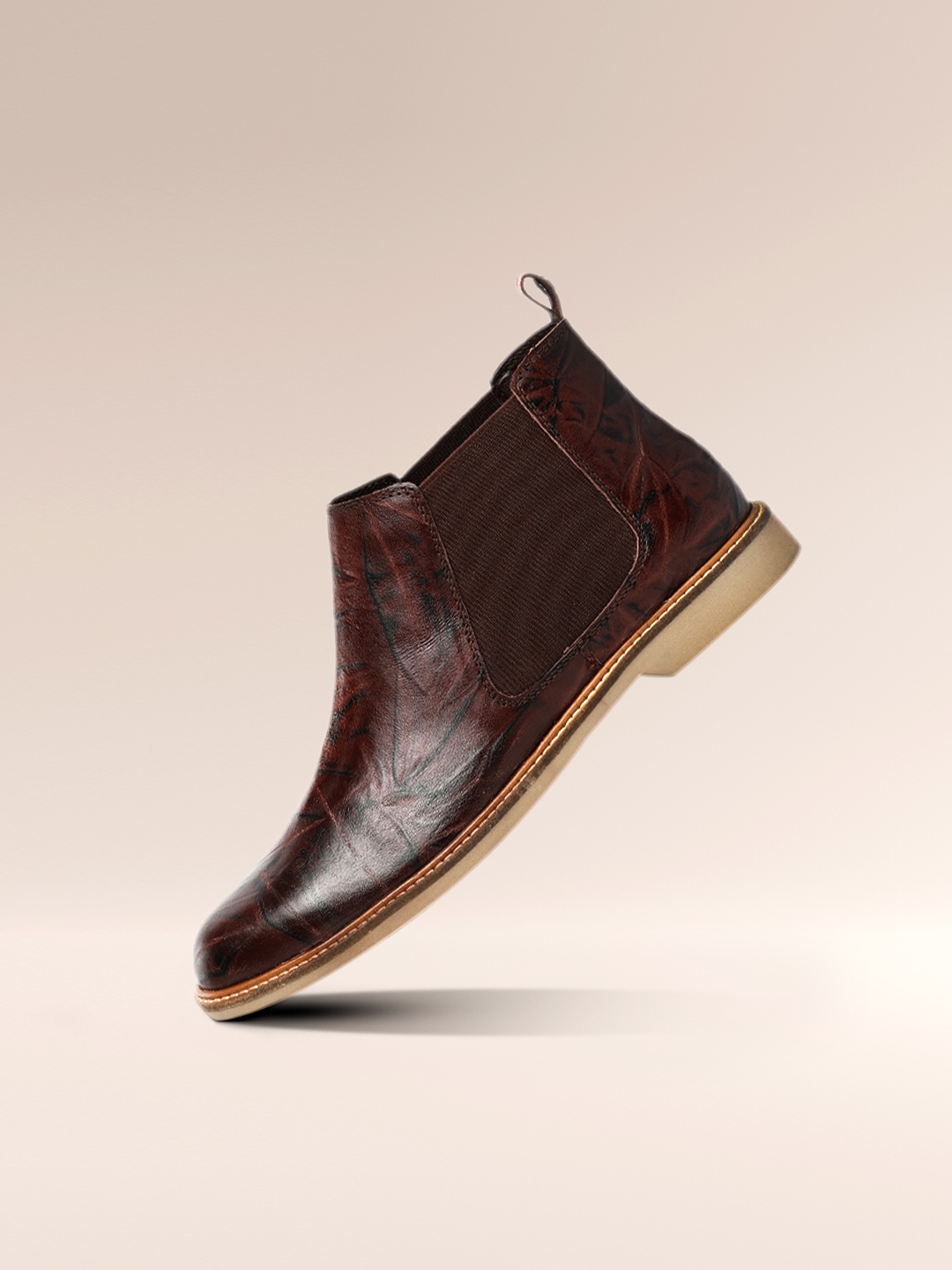 

Wrogn Men Brown Textured Leather Chelsea Boots