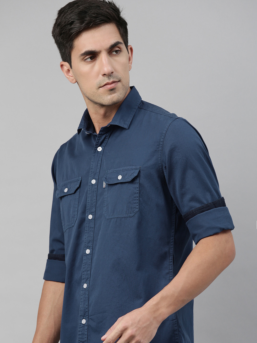 

Louis Philippe Jeans Men Blue Slim Fit Solid Casual Shirt