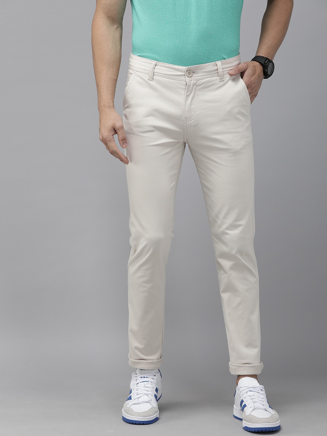 

Pepe Jeans Men Beige Mullet Slim Fit Solid Regular Trousers