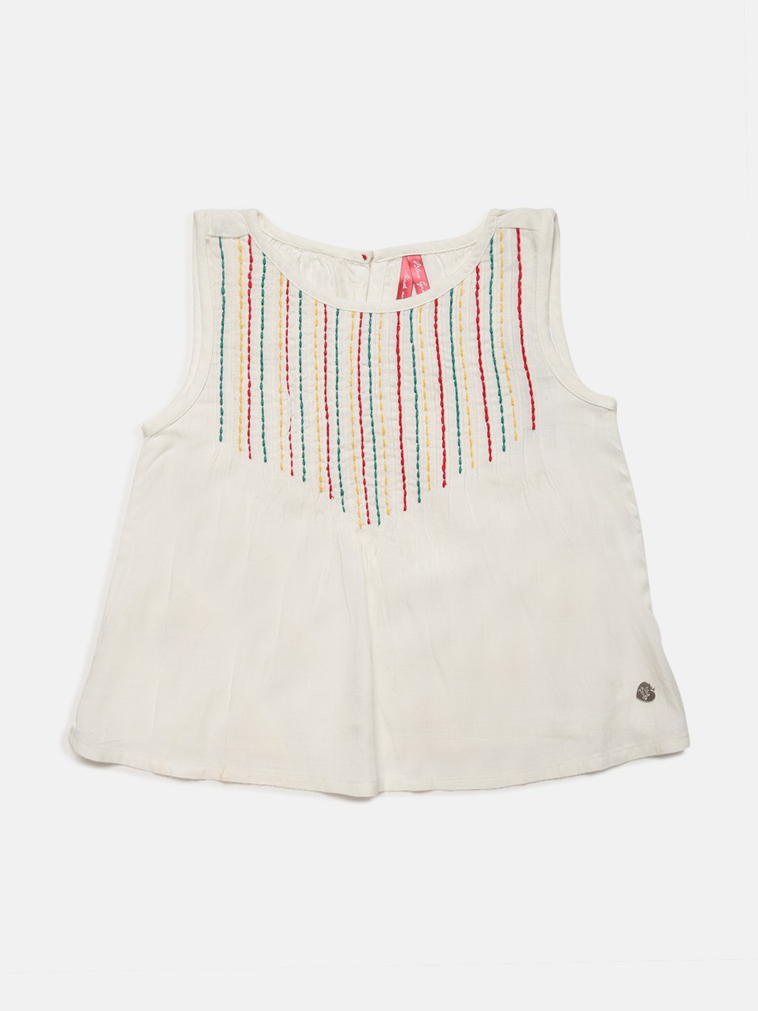 

Blue Giraffe Girls White Self Design A-Line Top