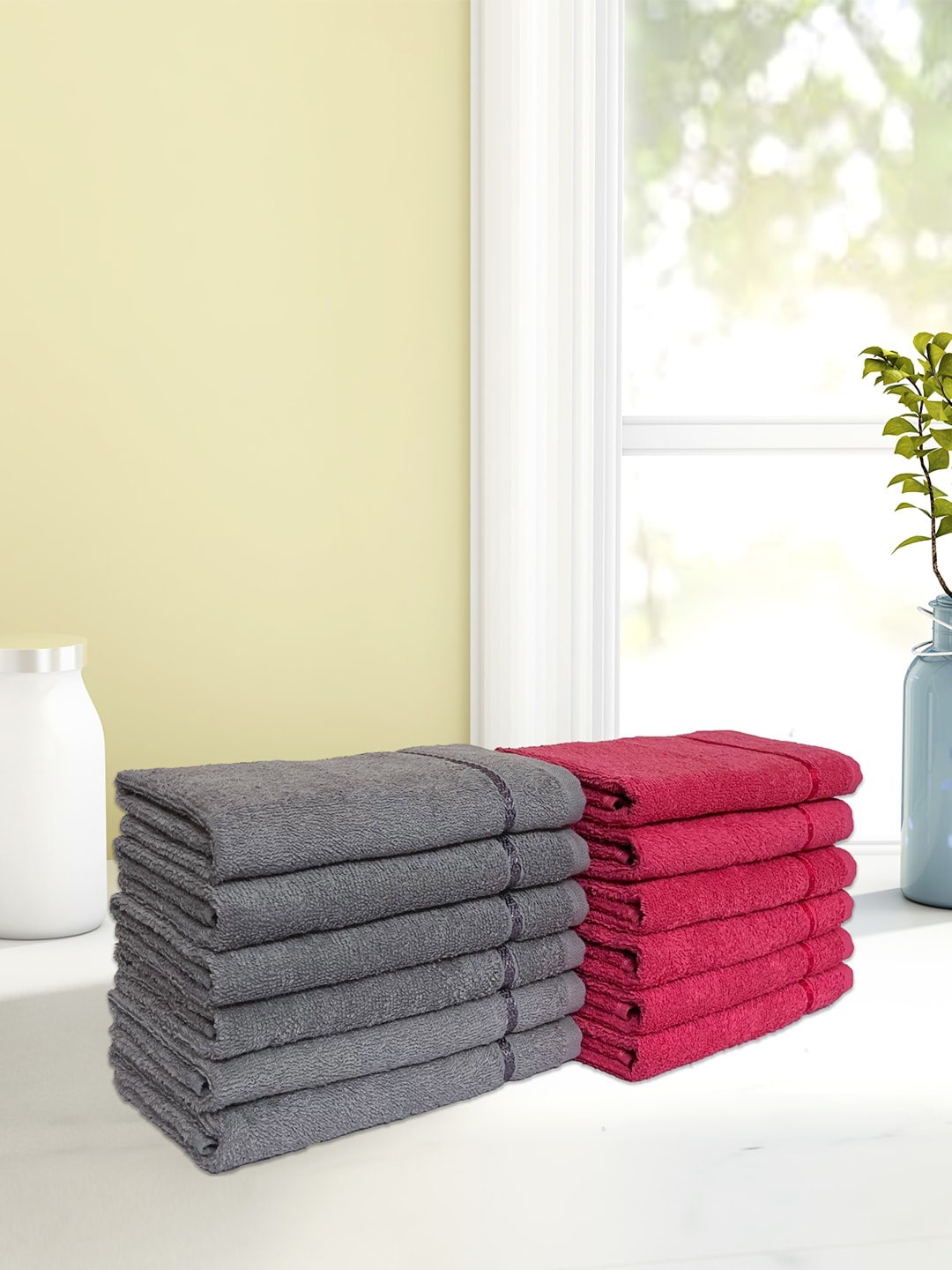 

CORE Designed by SPACES Set Of 12 Solid 380 GSM Hand Towels, Grey