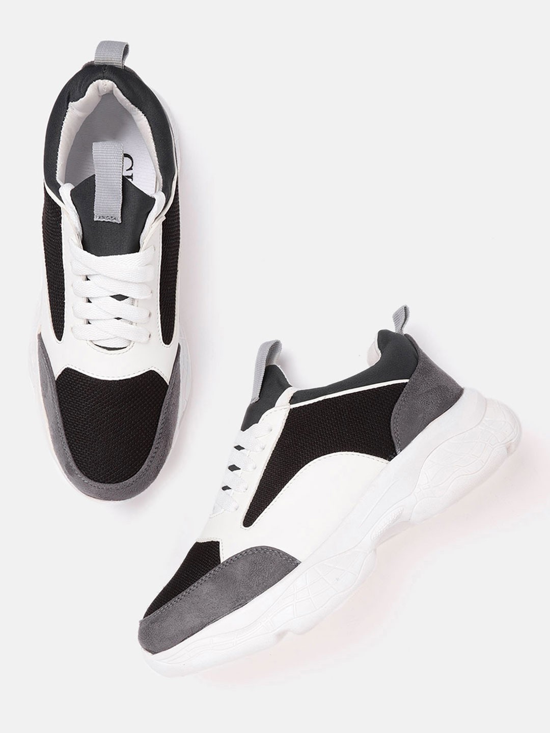 

Carlton London Sports Women Black & White Colourblocked Chunky Sneakers
