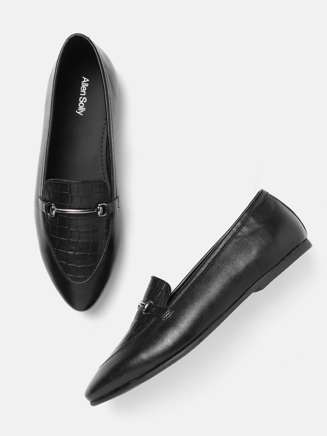 

Allen Solly Women Black Croc Textured Horsebit Loafers