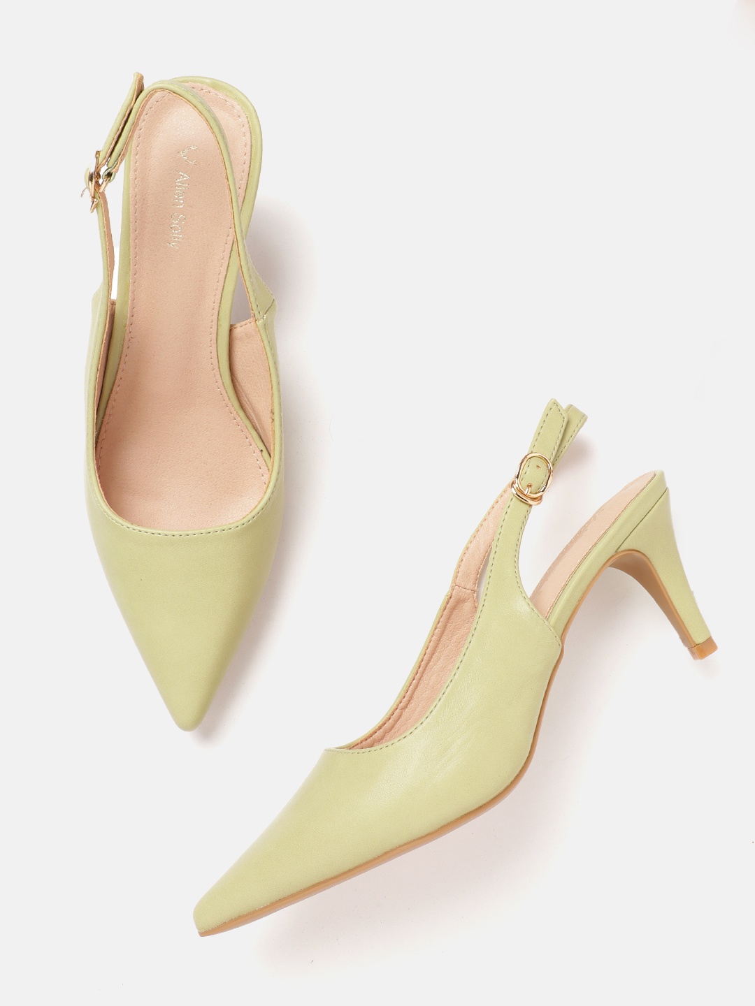 

Allen Solly Women Green Solid Heeled Mules