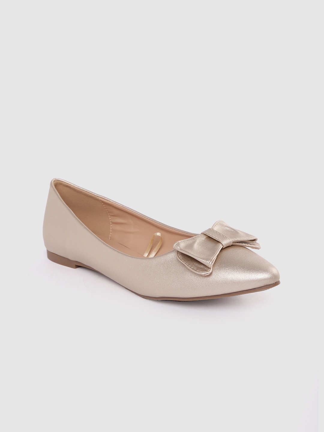 

Allen Solly Women Gold-Toned Ballerinas with Bow Detail