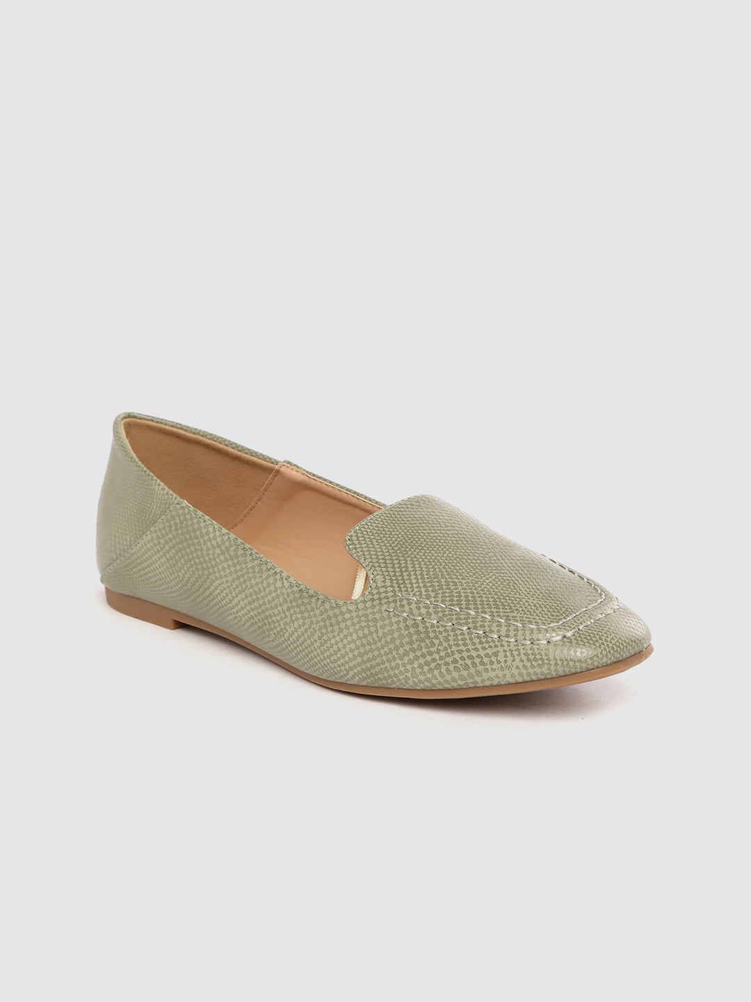 

Allen Solly Women Green Snakeskin Textured Ballerinas