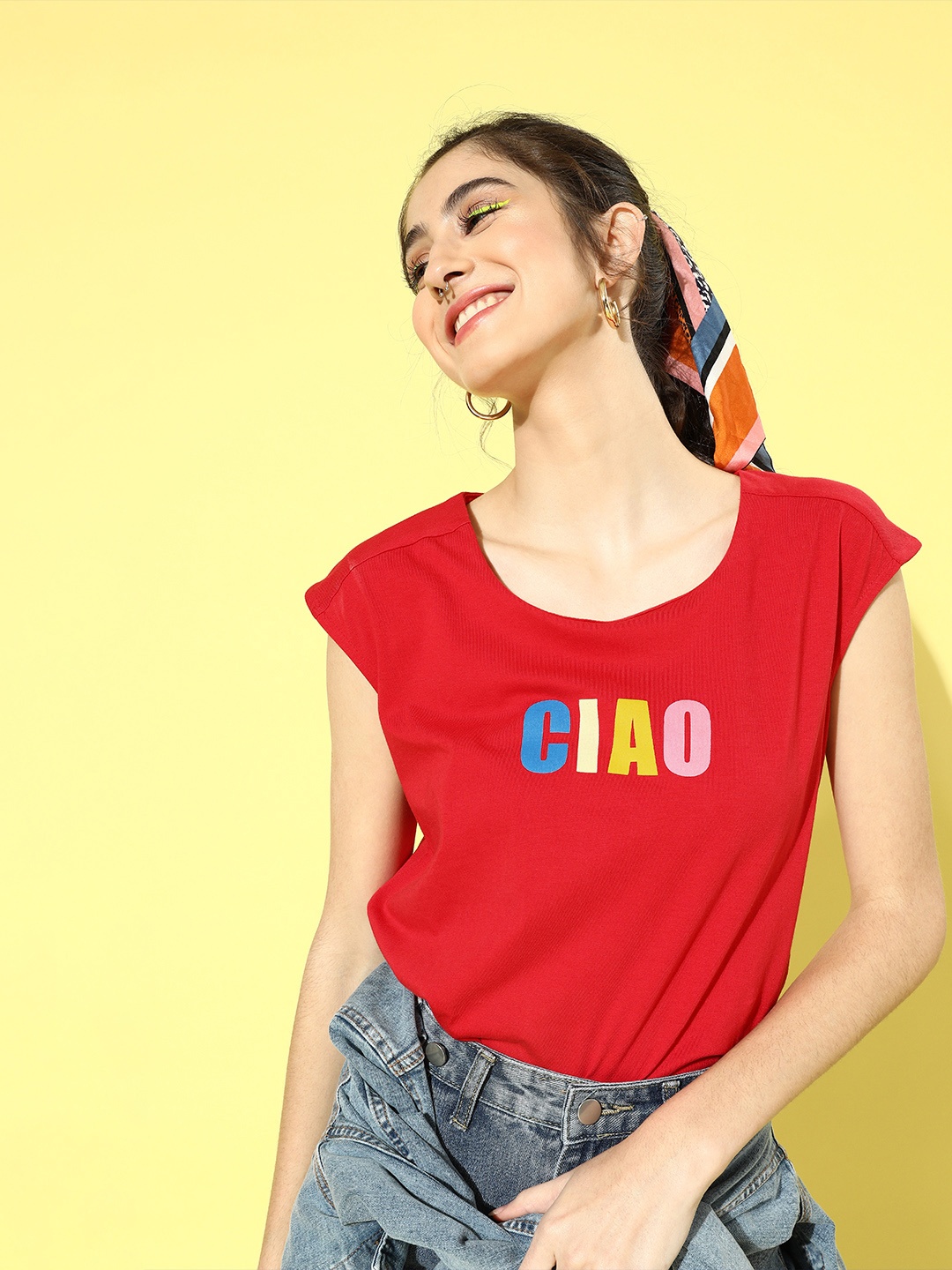 

DressBerry Women Gorgeous Red Typography Talking Tee