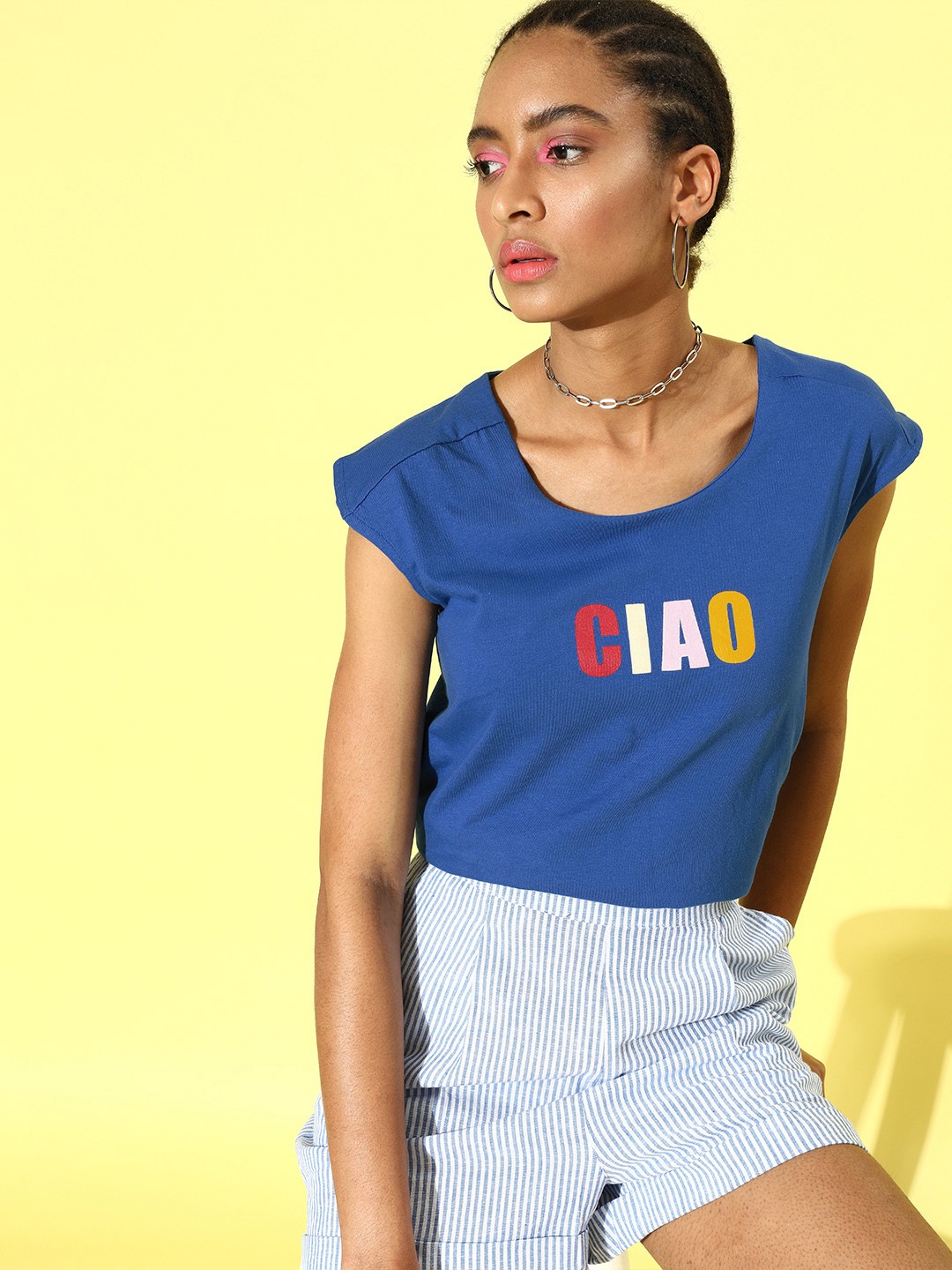 

DressBerry Women Blue Typography Talking Tee