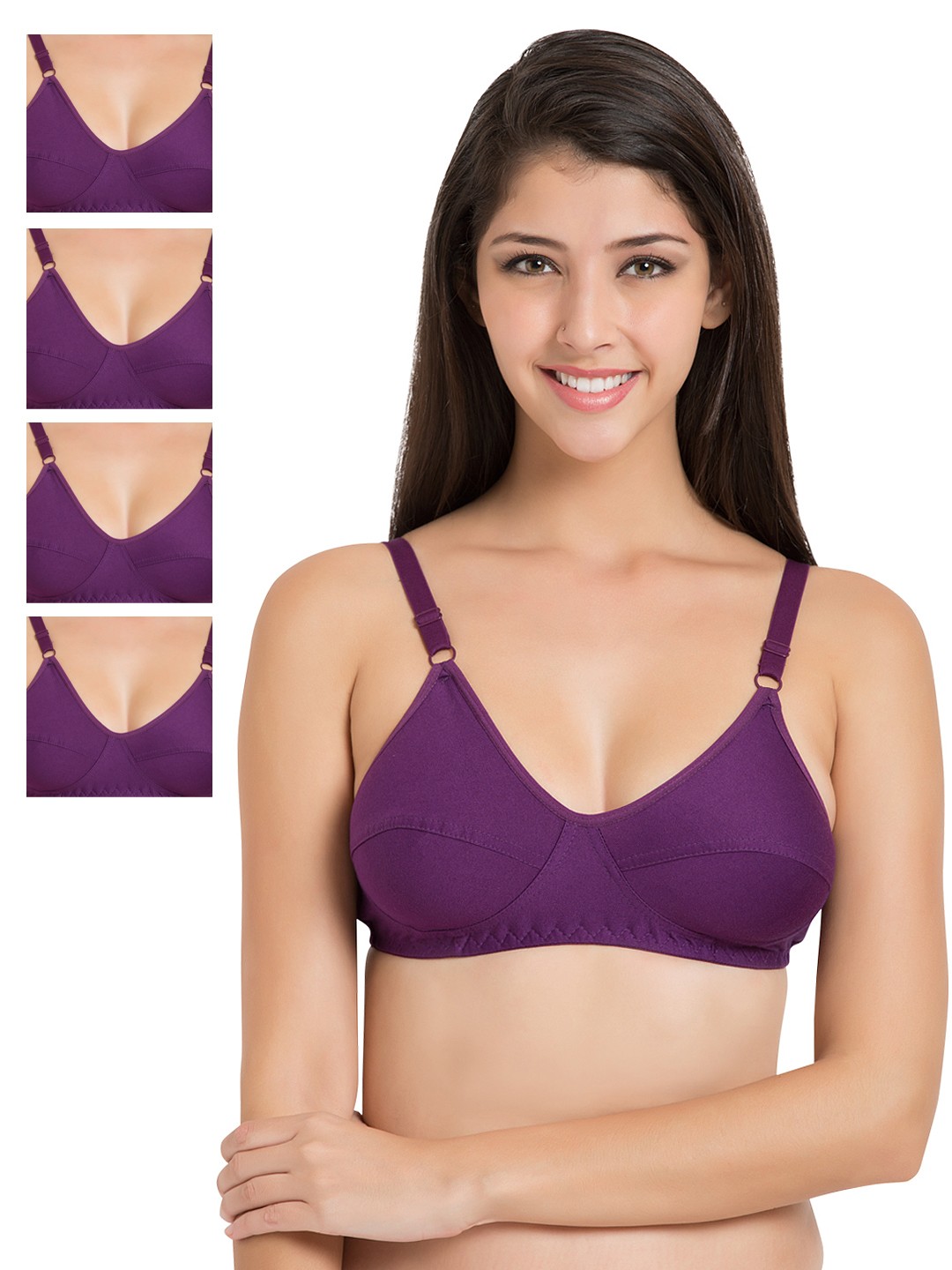 

Souminie Pack of 5 Purple Full-Coverage Bras SLY35