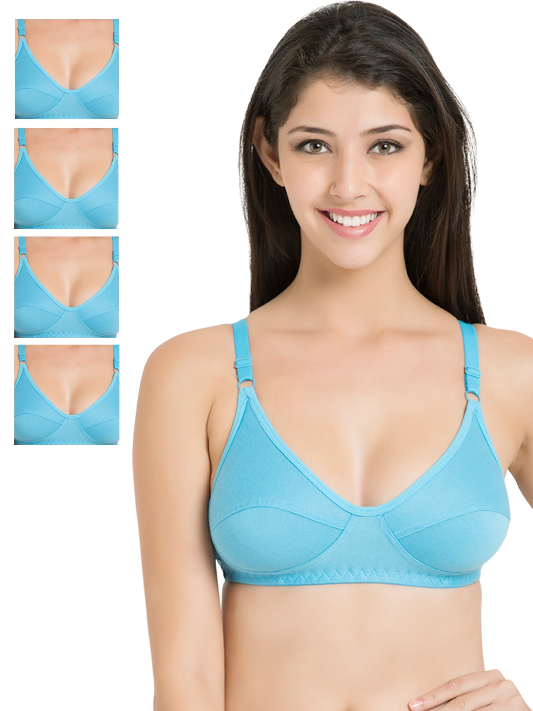 

Souminie Pack of 5 Turquoise Blue Full-Coverage Bras SLY35