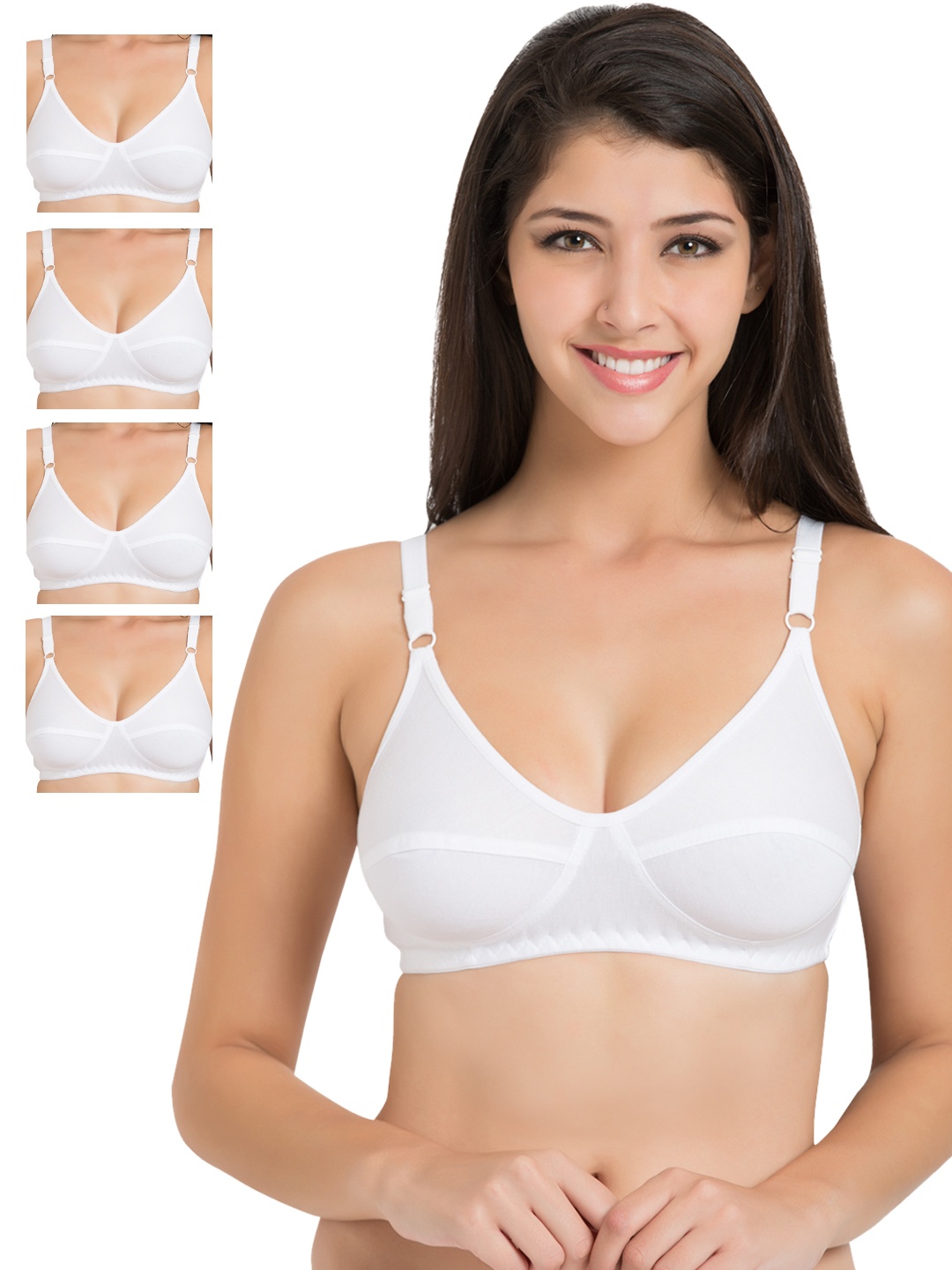 

Souminie Pack of 5 White Full-Coverage Bras SLY35WH-5PC_AS
