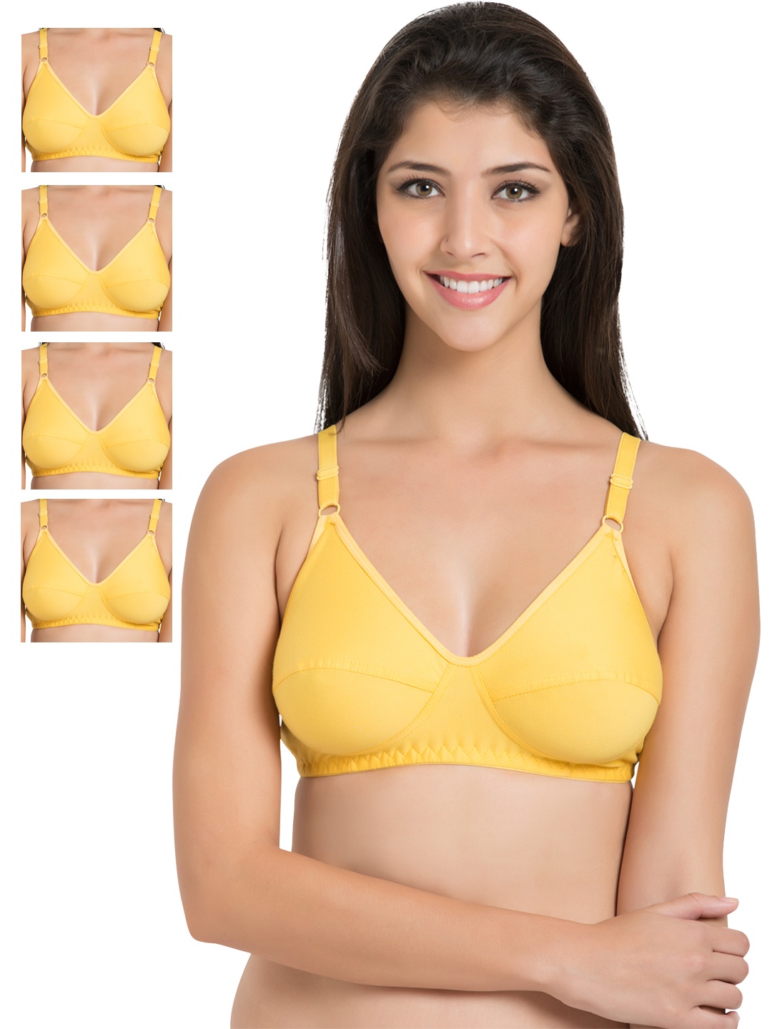 

Souminie Pack of 5 Yellow Full-Coverage Bras SLY35YL-5PC_AS