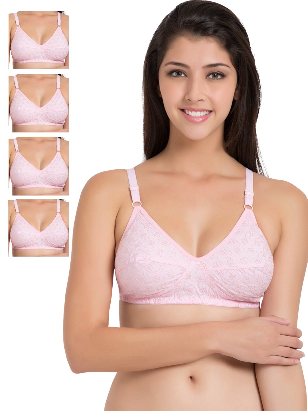 

Souminie Pack of 5 Pink Embroidered Full-Coverage Bras SLY37PK-5PC_AS