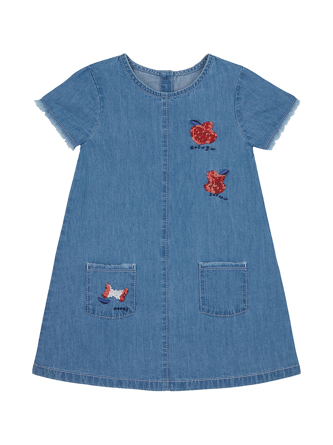 

mothercare Girls Blue Sequin Denim A-Line Dress