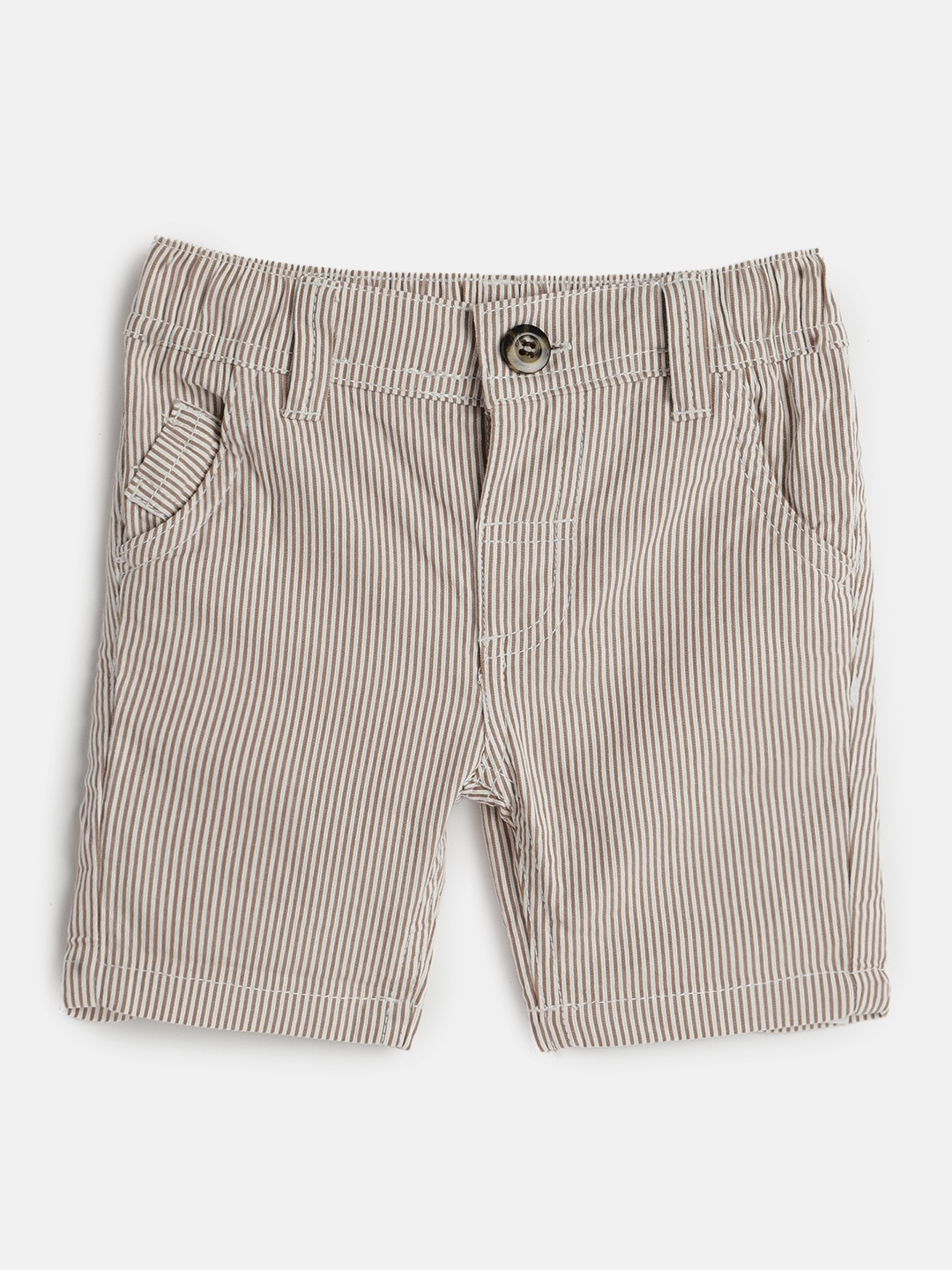 

mothercare Boys Beige & Brown Striped Pure Cotton Regular Fit Regular Shorts