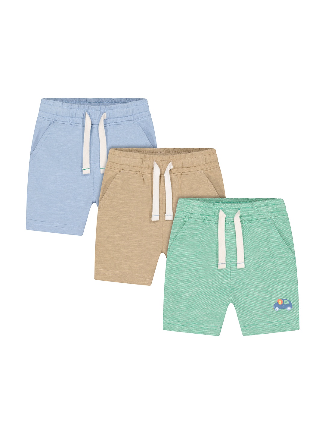 

mothercare Boys Pack Of 3 Solid Regular Shorts, Green