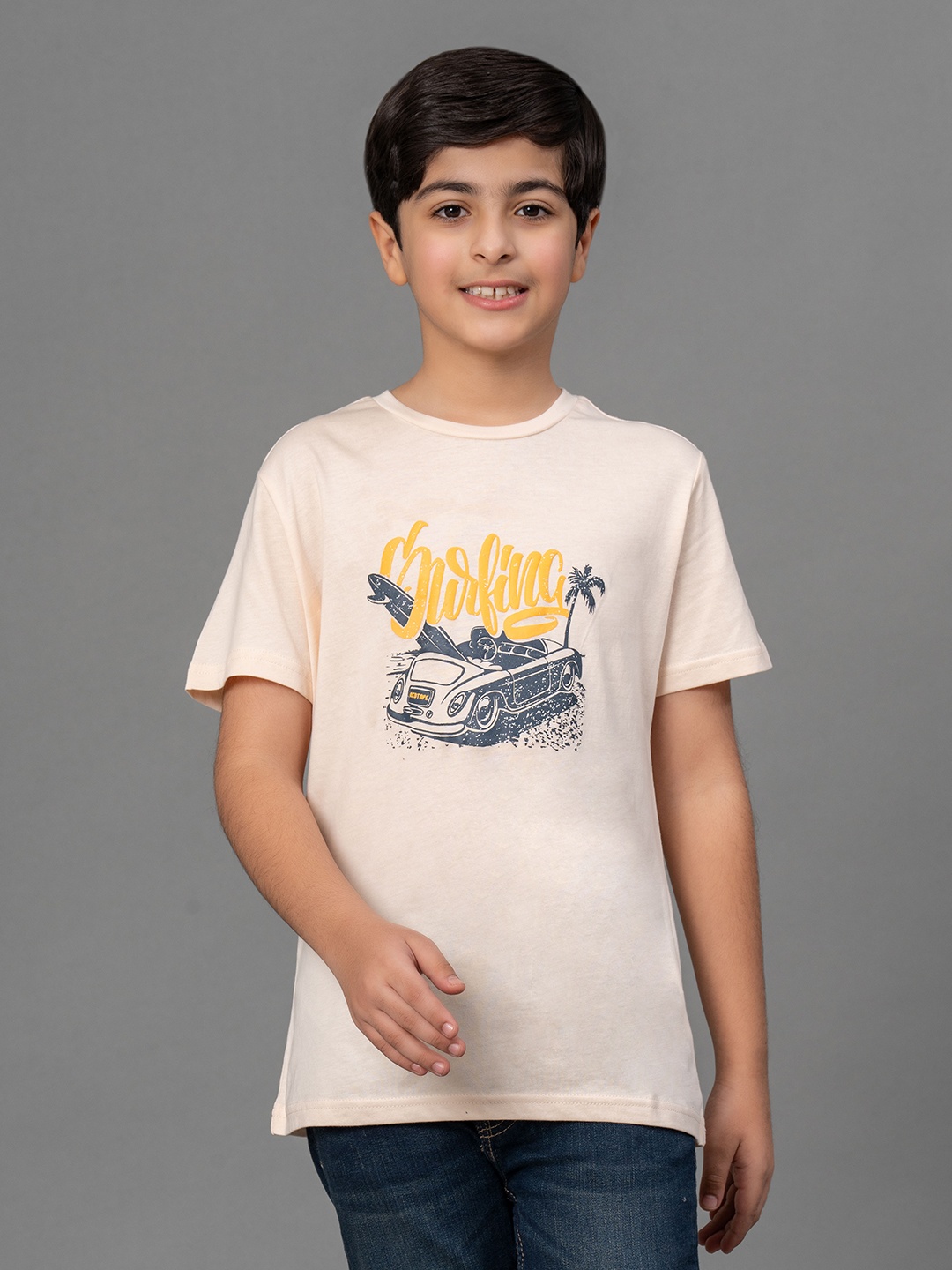 

Red Tape Boys Beige Printed Round Neck T-shirt