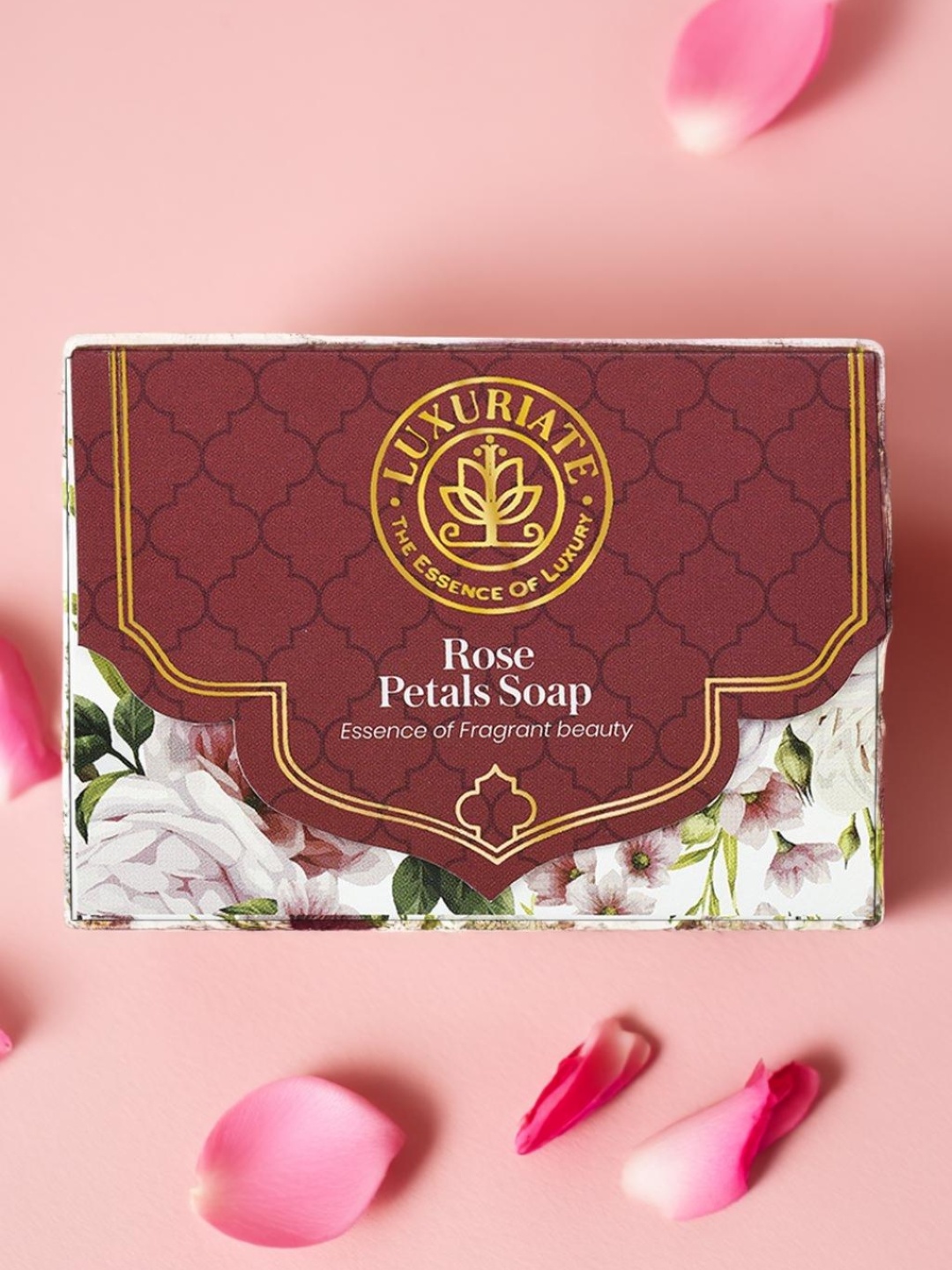 

LUXURIATE Rose Essence of Fragrant Beauty Soap Bar for Men and Women 125 gm, Red