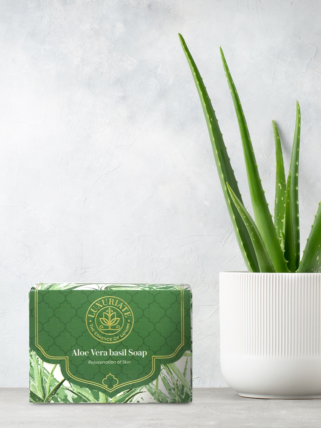 

LUXURIATE Naturally Refreshing Aloe Vera and Basil Soap 125 gm, Green