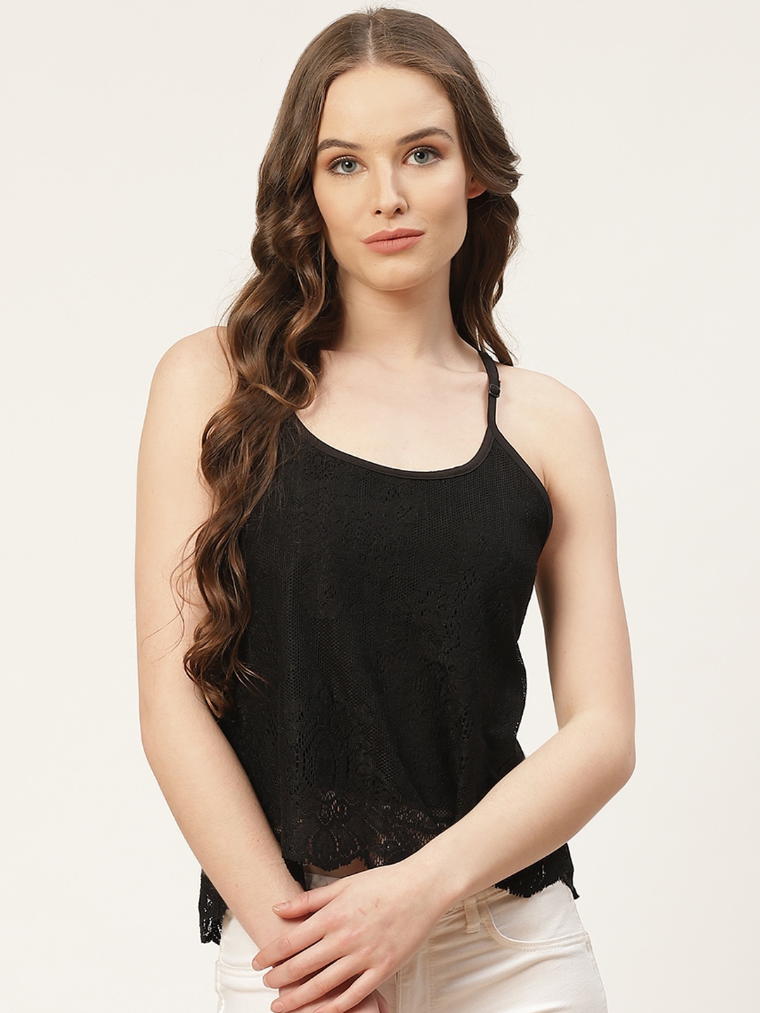 

Rue Collection Black Self Design Lace Top