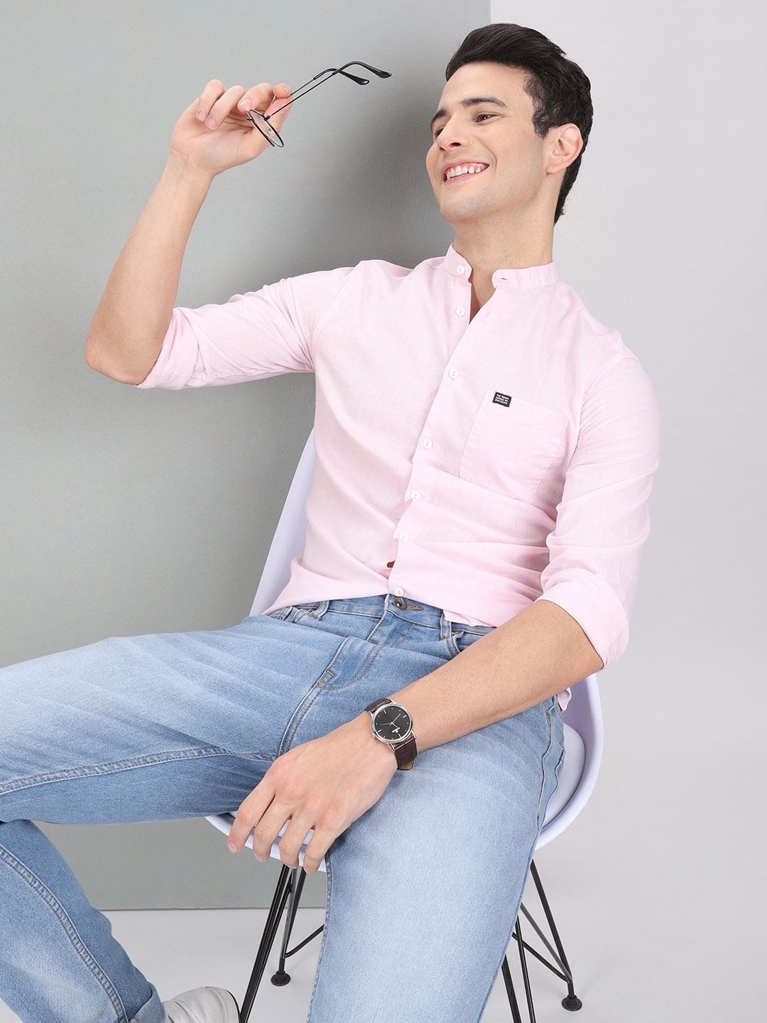 

The Indian Garage Co Men Pink Slim Fit Solid Casual Shirt