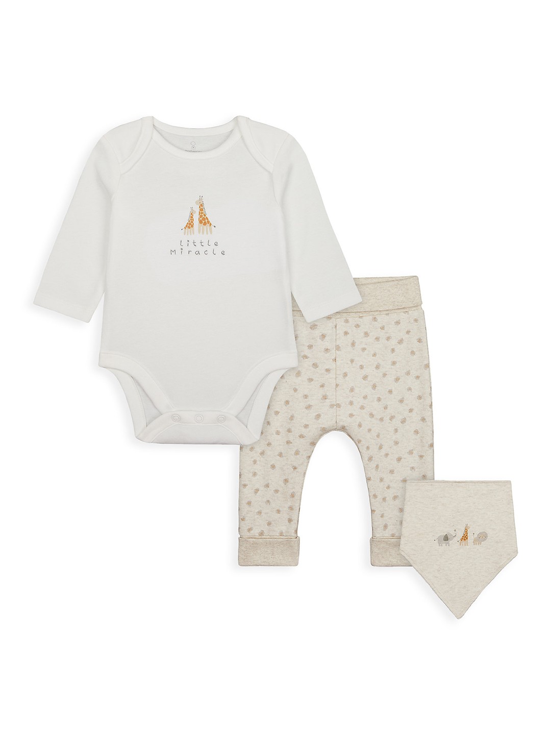 

mothercare Infants White & Beige Printed Organic Cotton Rompers with Pyjamas