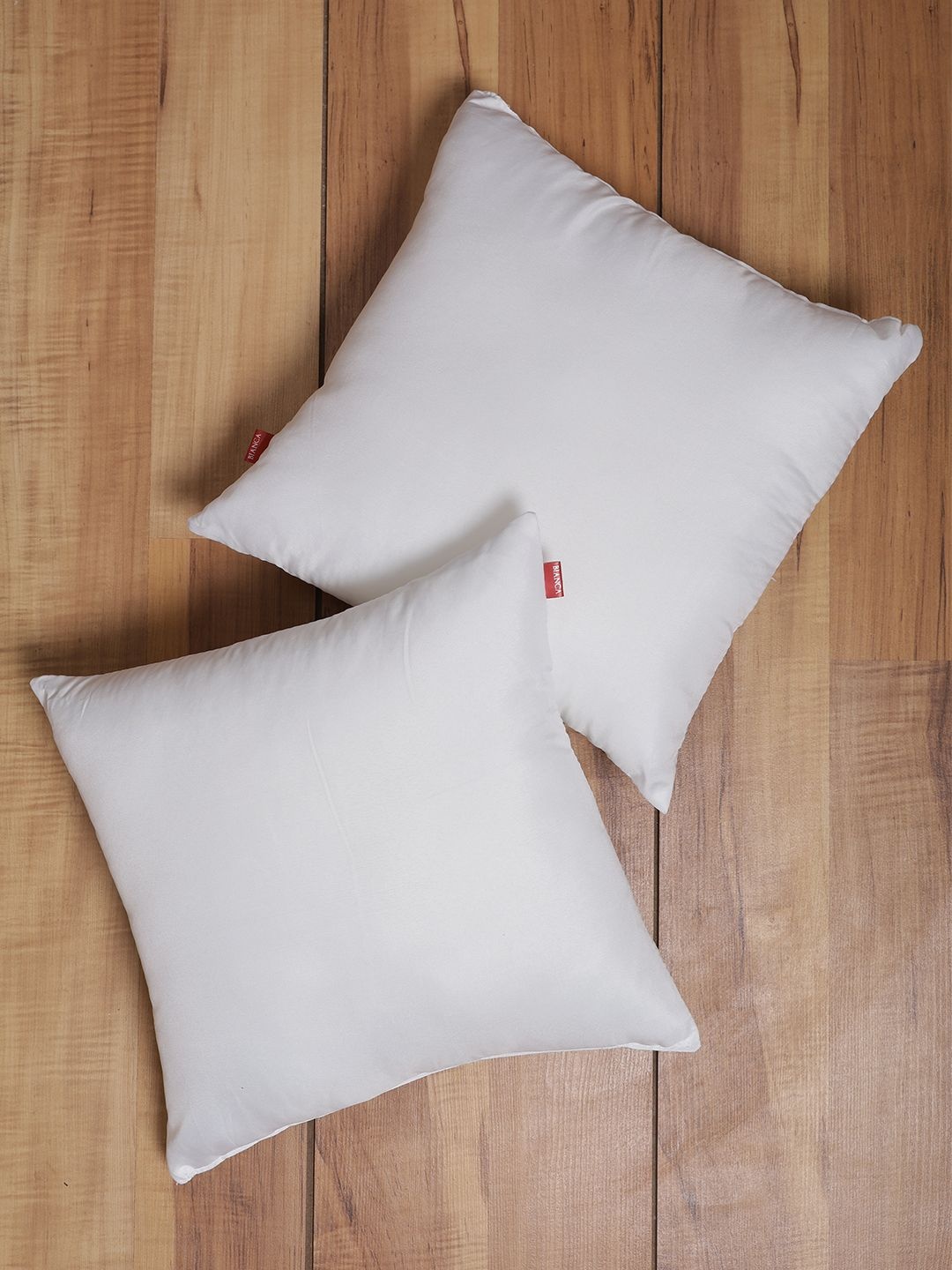 

BIANCA Set Of 2 White Solid Microfiber Antibacterial Square Cushion Inserts