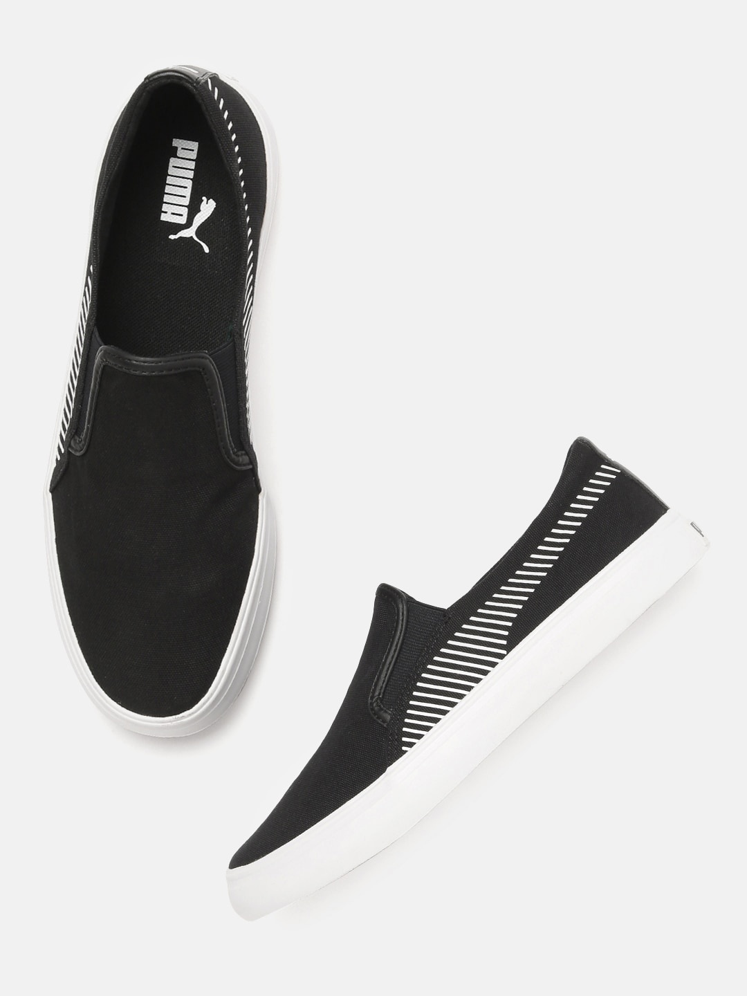 

Puma Men Black Striped Madrid Slip-on Sneakers