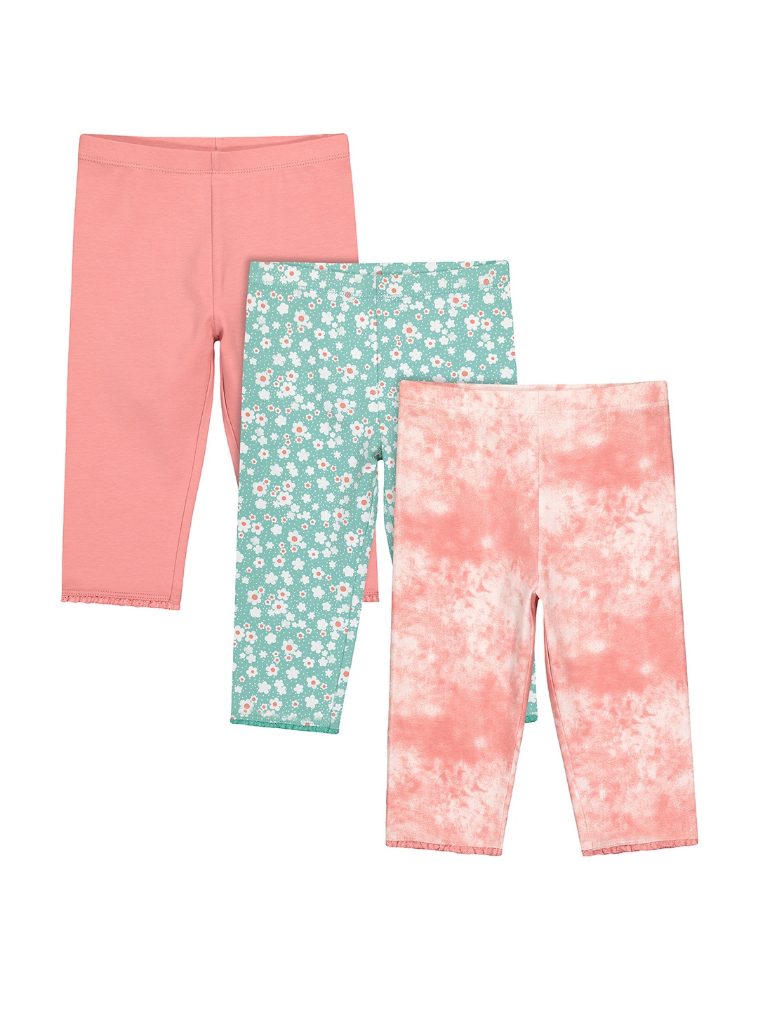 

mothercare Infant Girl Peach-Coloured & Mint Green Set Of 3 Leggings