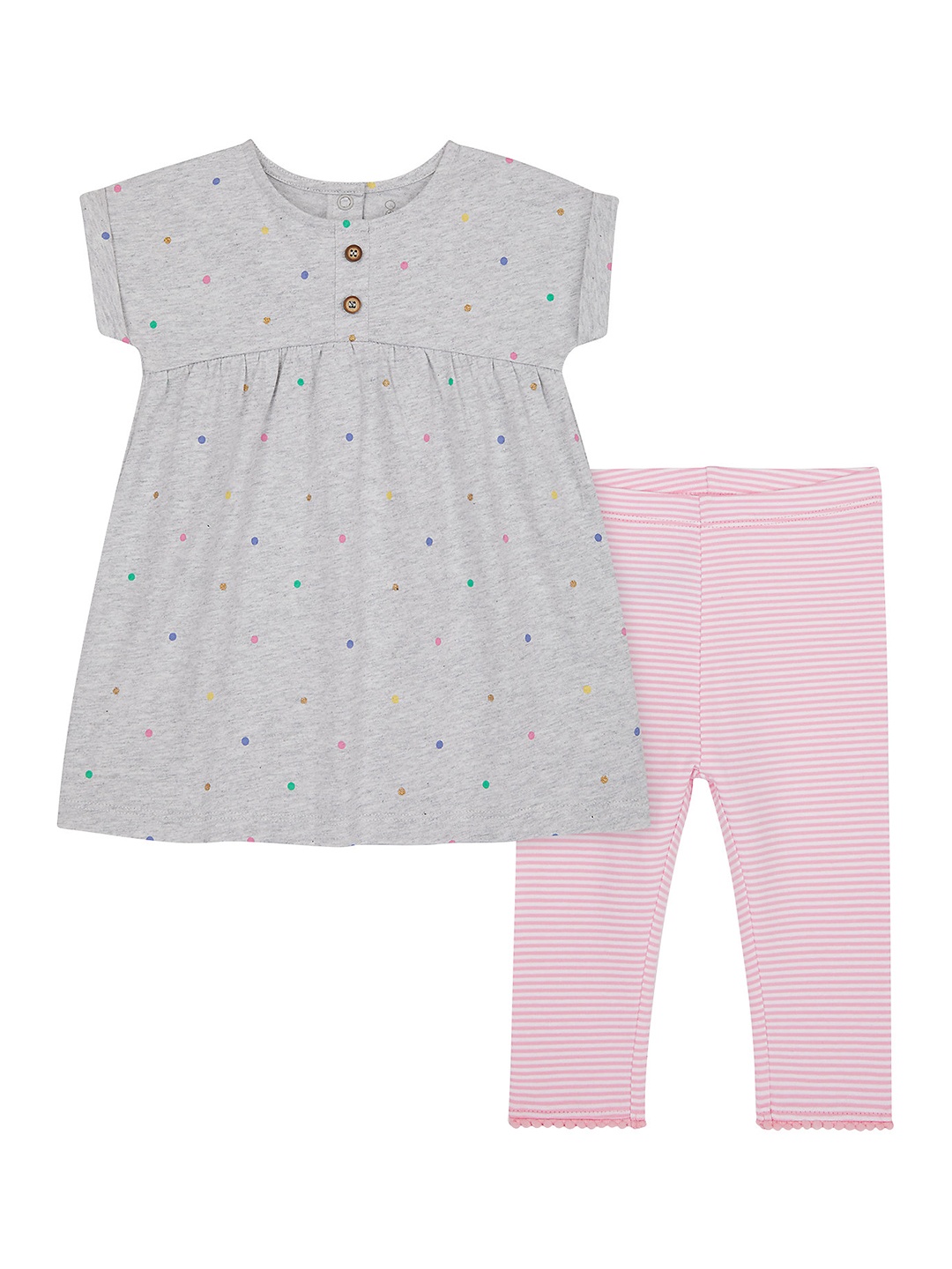 

mothercare Girls Grey Printed Empire Dress With Leggings