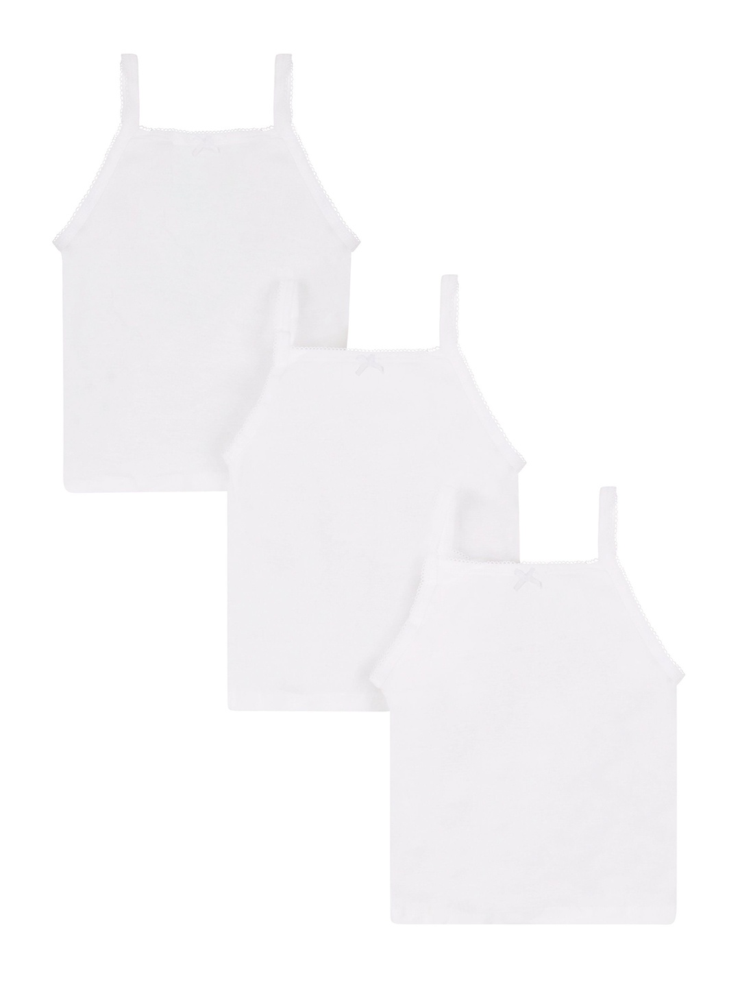 

mothercare Girls Pack of 3 White Solid Pure Cotton Innerwear Vests