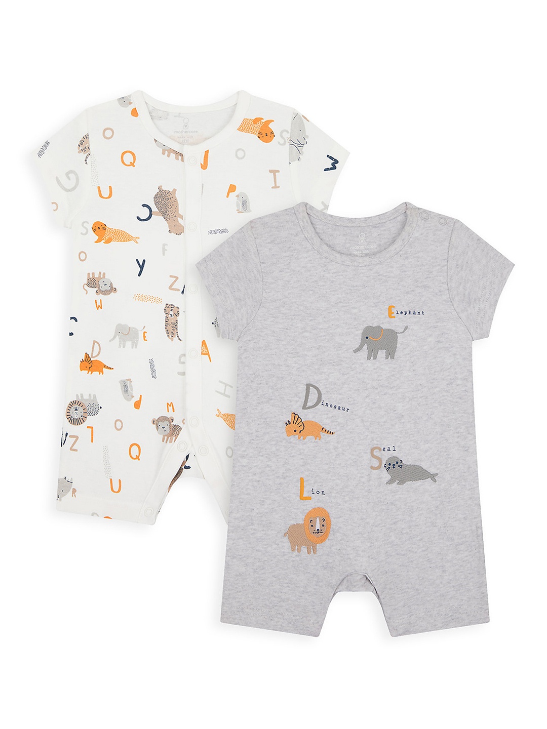 

mothercare Boys Pack of 2 Printed Rompers, White