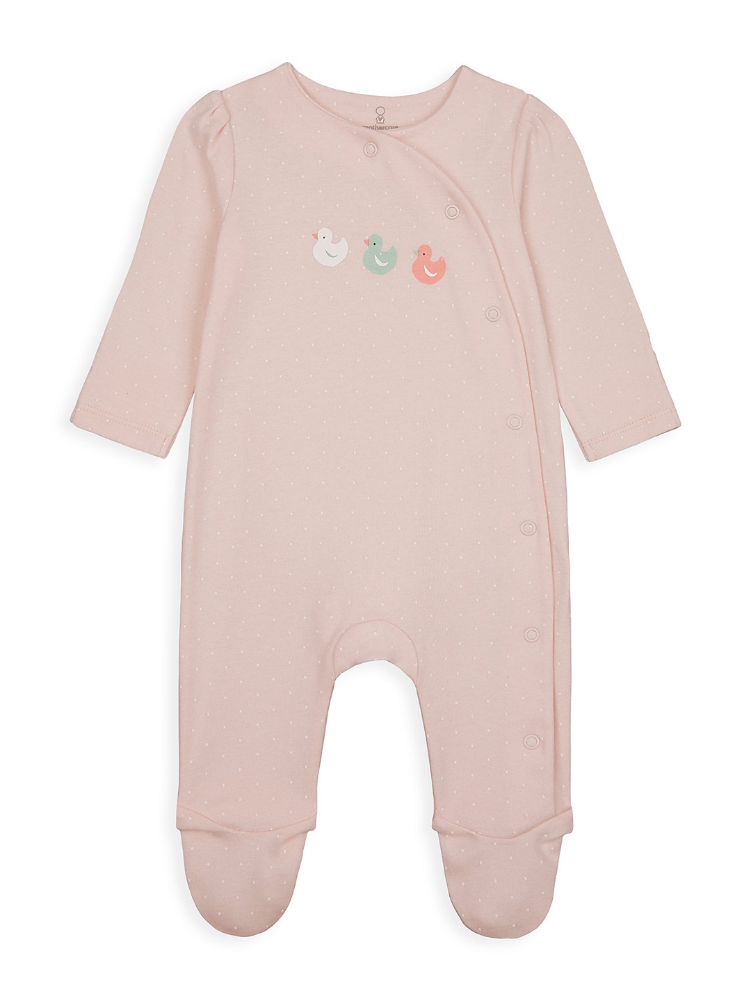 

mothercare Infant Girls Nude Pink Polka Dot Printed Pure Cotton Sleepsuit