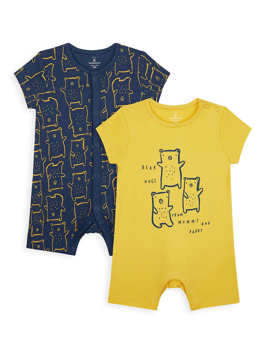 

mothercare Boys Pack of 2 Rompers, Navy blue