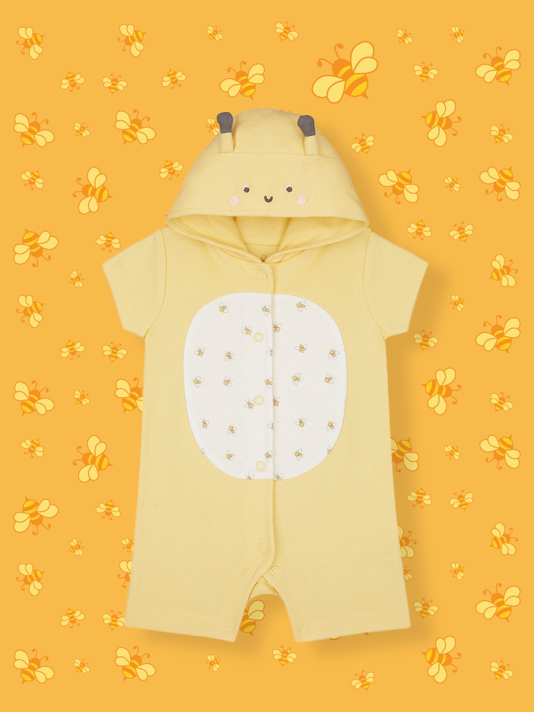 

mothercare Girls Yellow Printed Pure Cotton Rompers