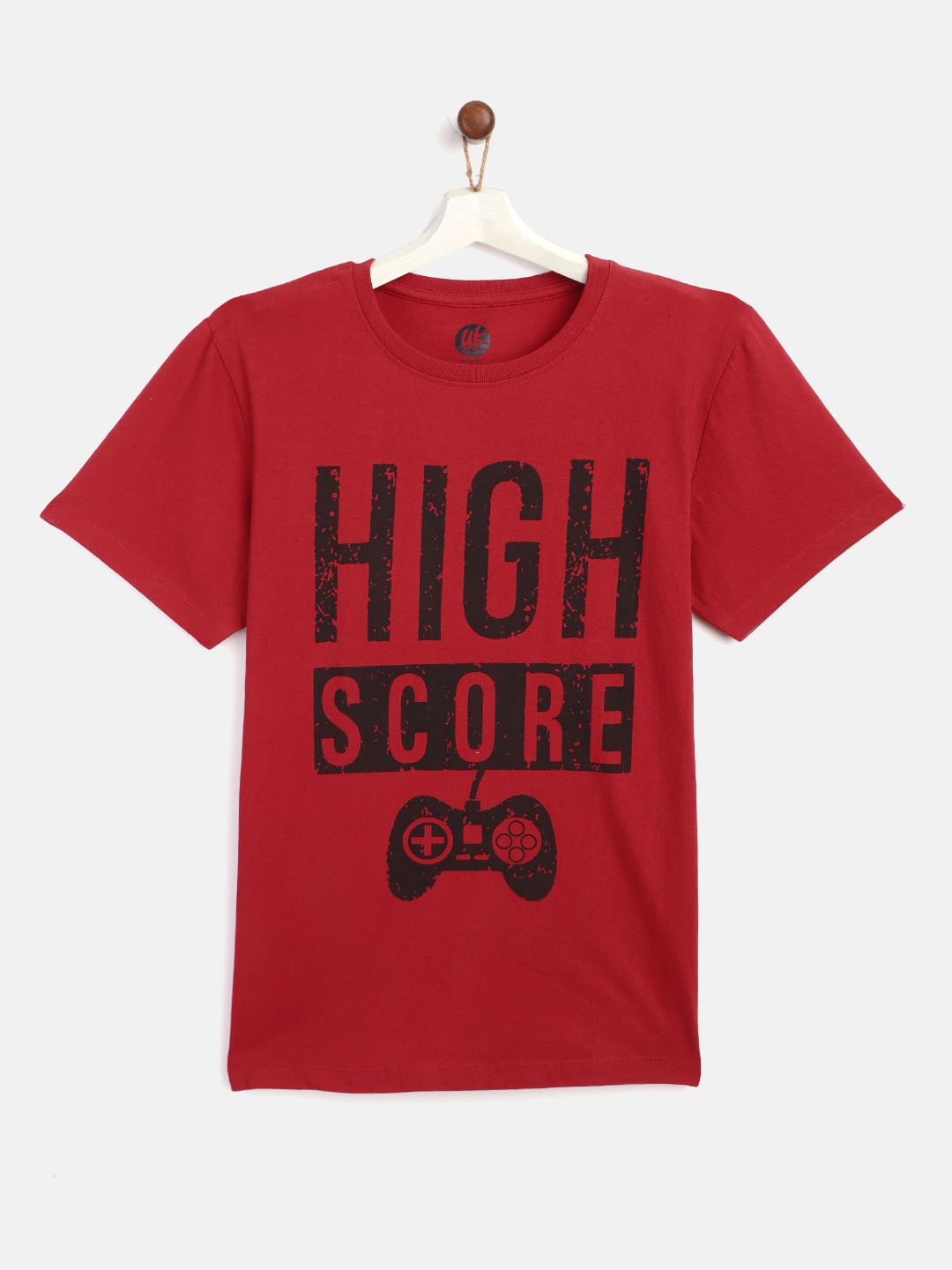 

YK Boys Maroon Black Typography Print Round Neck Pure Cotton T-shirt