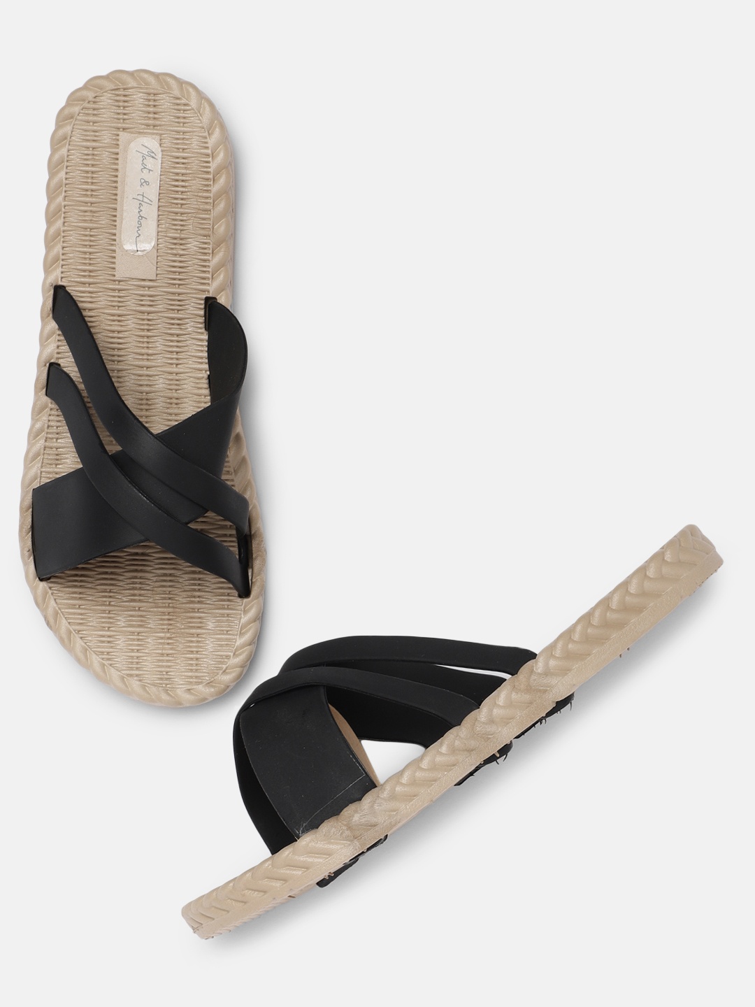

Mast & Harbour Women Black Solid Open Toe Flats