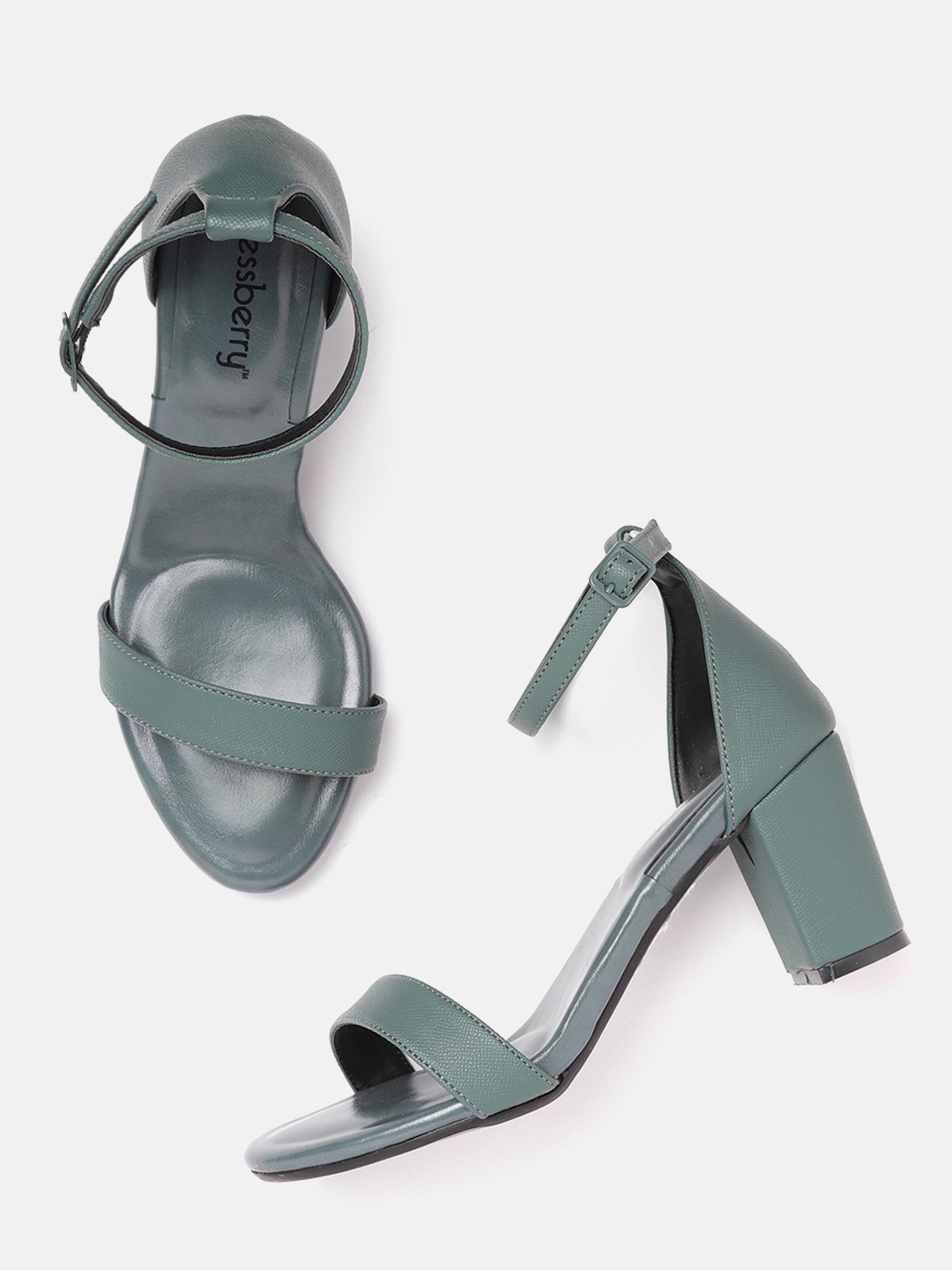 

DressBerry Women Green Solid Block Heels