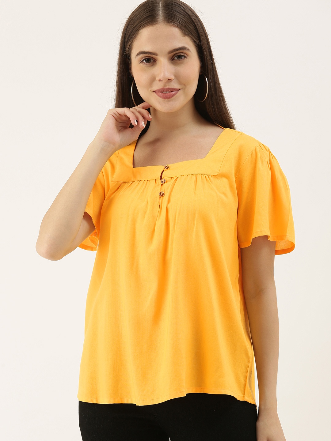

all about you Women Yellow Solid Regular Top