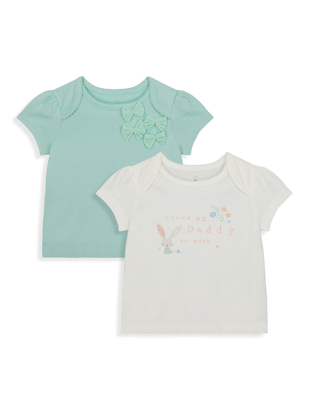 

mothercare Infant Girls Pack of 2 Pure Cotton Tshirts, Green
