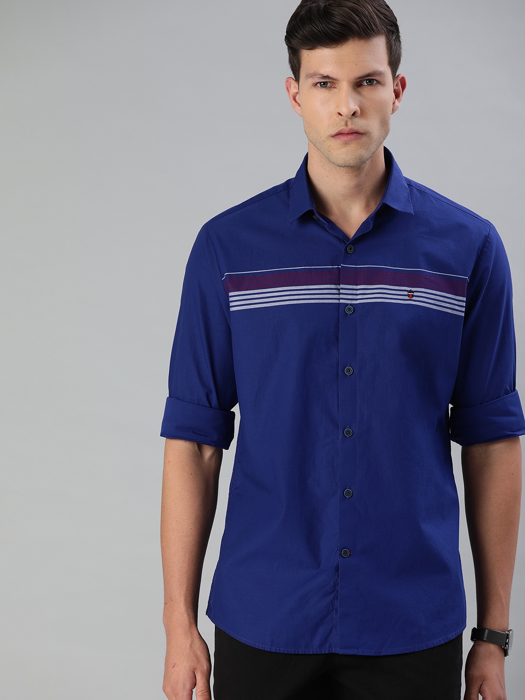 

Louis Philippe Sport Men Navy Blue Slim Fit Striped Casual Shirt