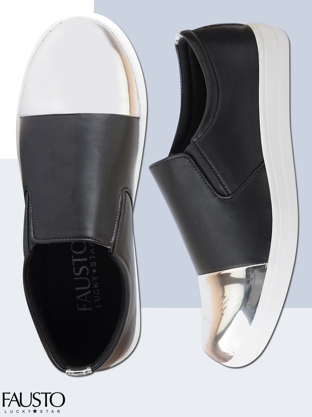 

FAUSTO Women Black Slip-On Sneakers