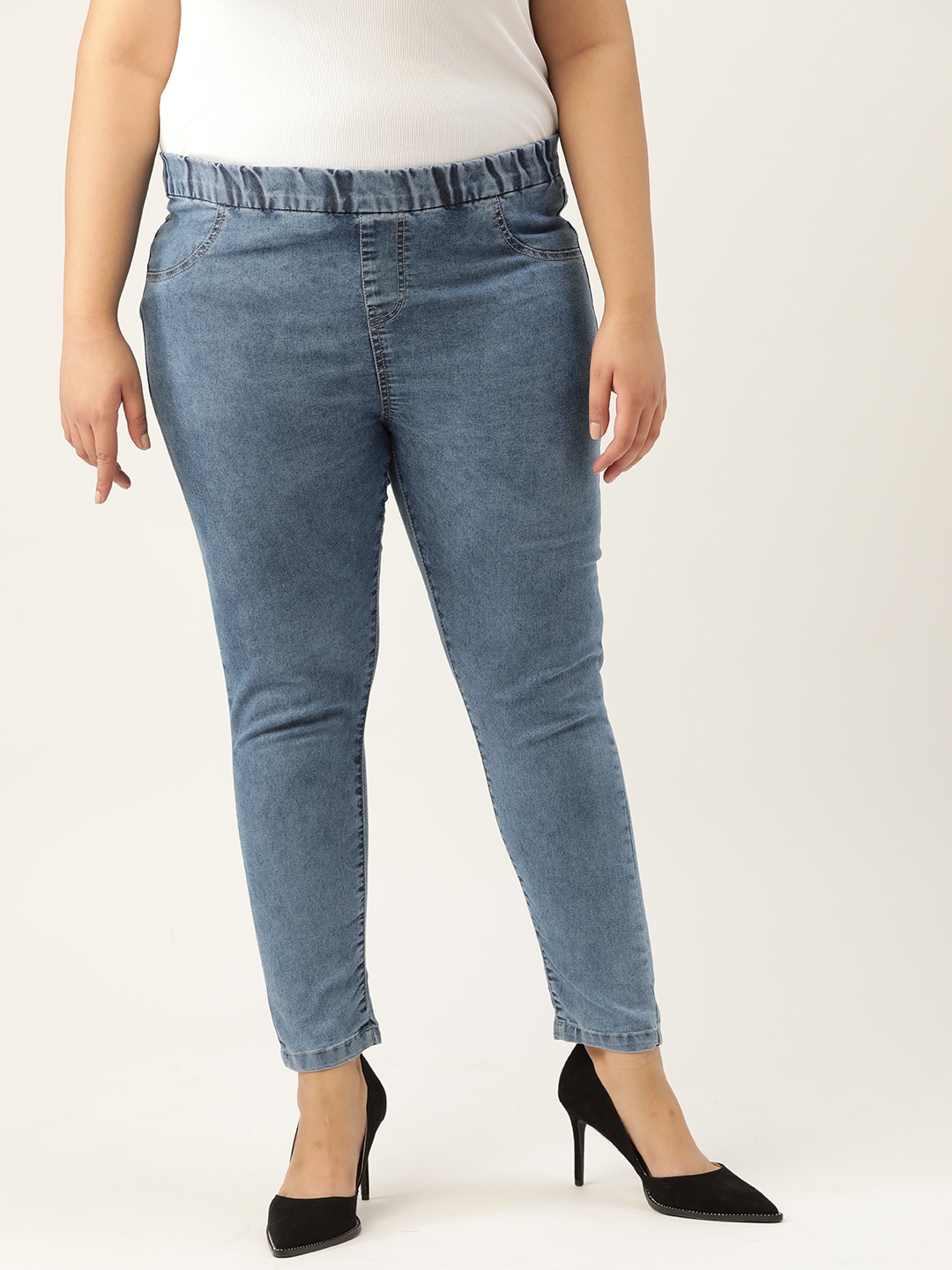

Sztori Women Plus Size Blue Solid Jeggings