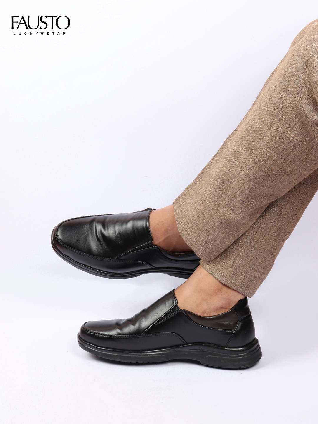 

FAUSTO Men Black Solid Formal Slip Ons
