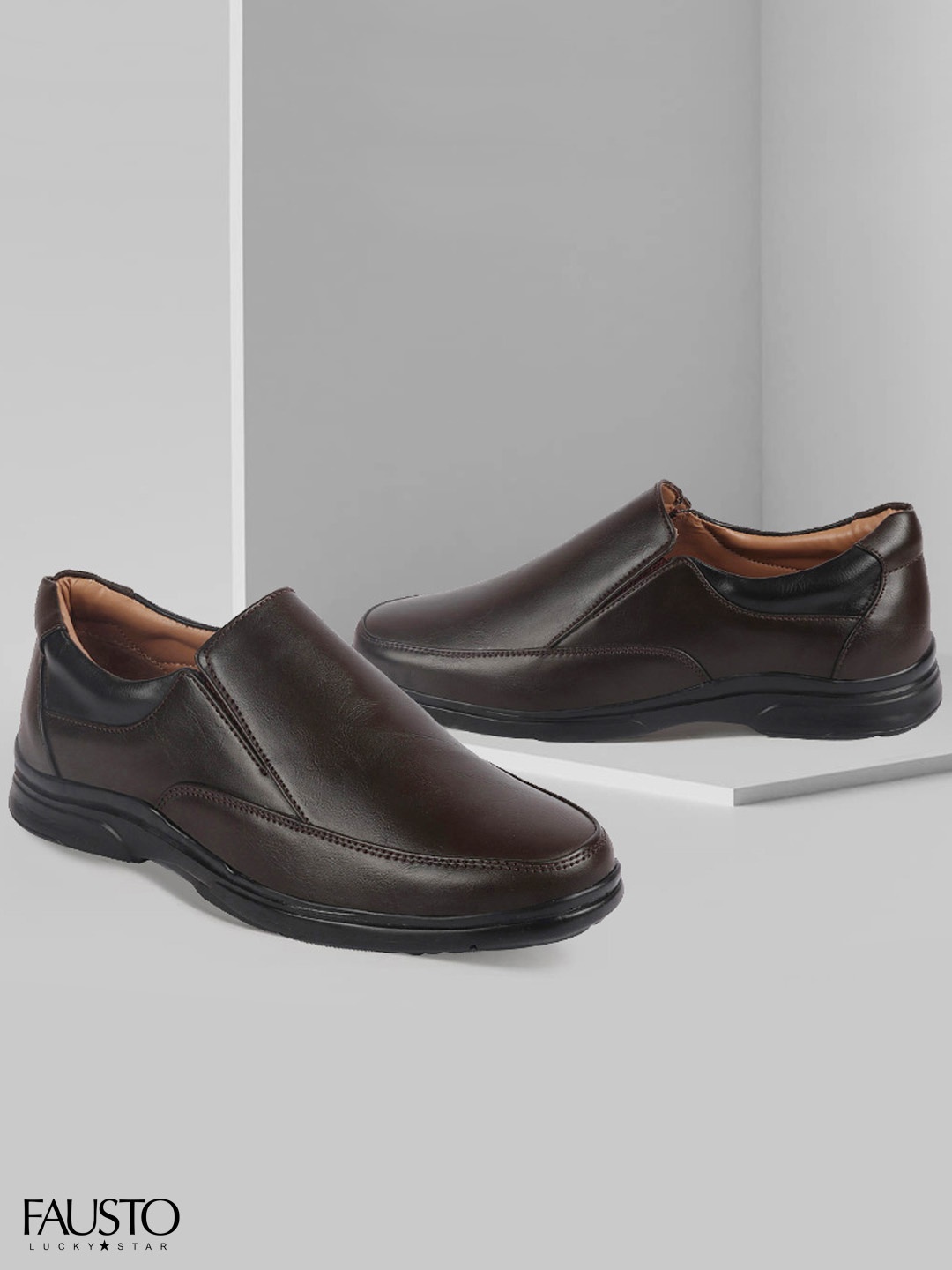

FAUSTO Men Brown Solid Thermal Formal Slip Ons