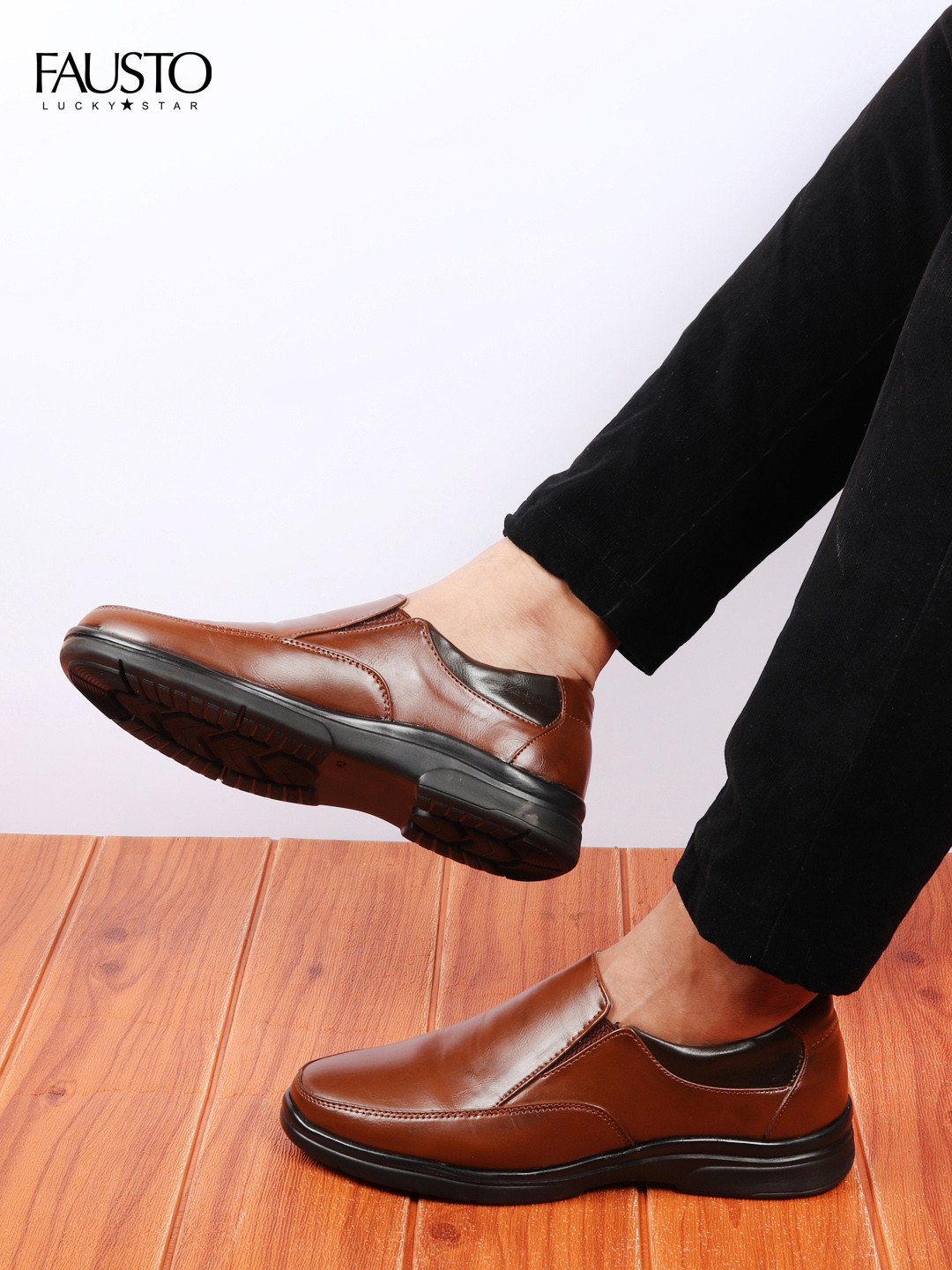 

FAUSTO Men Brown Solid Formal Slip-Ons