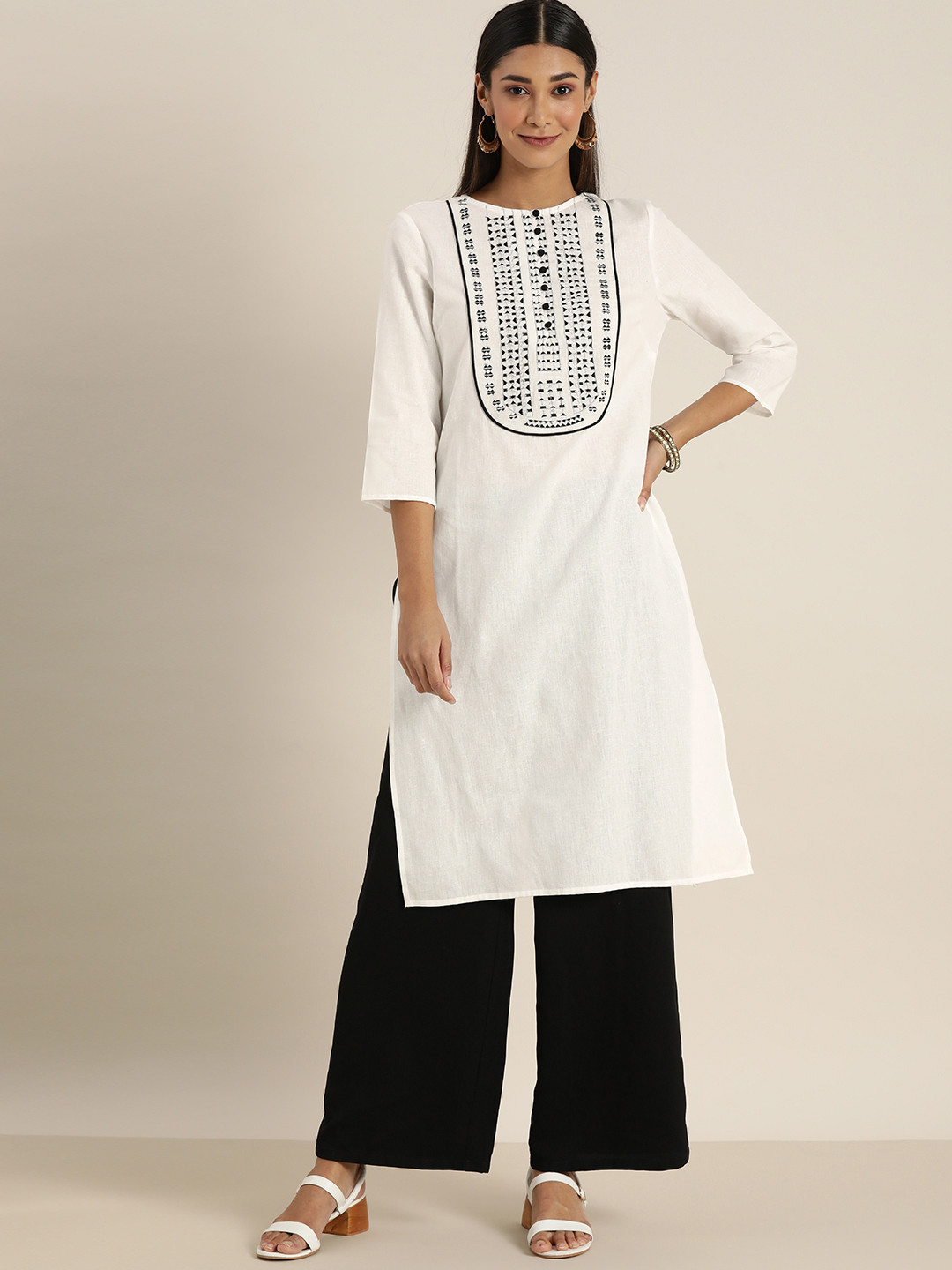

All About You Women White Geometric Printed Pure Cotton Kurta