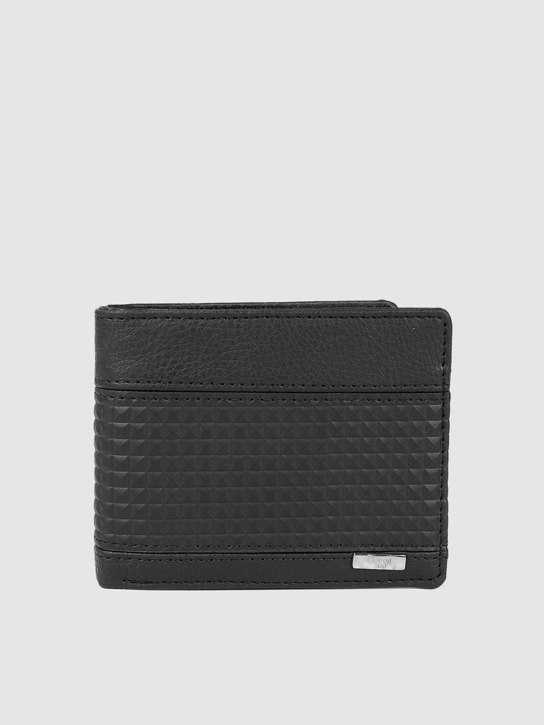 

Baggit Men Black Textured Two Fold Wallet