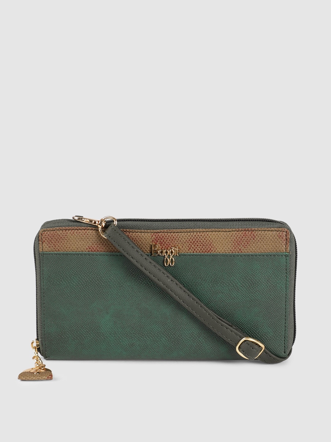 

Baggit Women Green Textured Zip Around Wallet